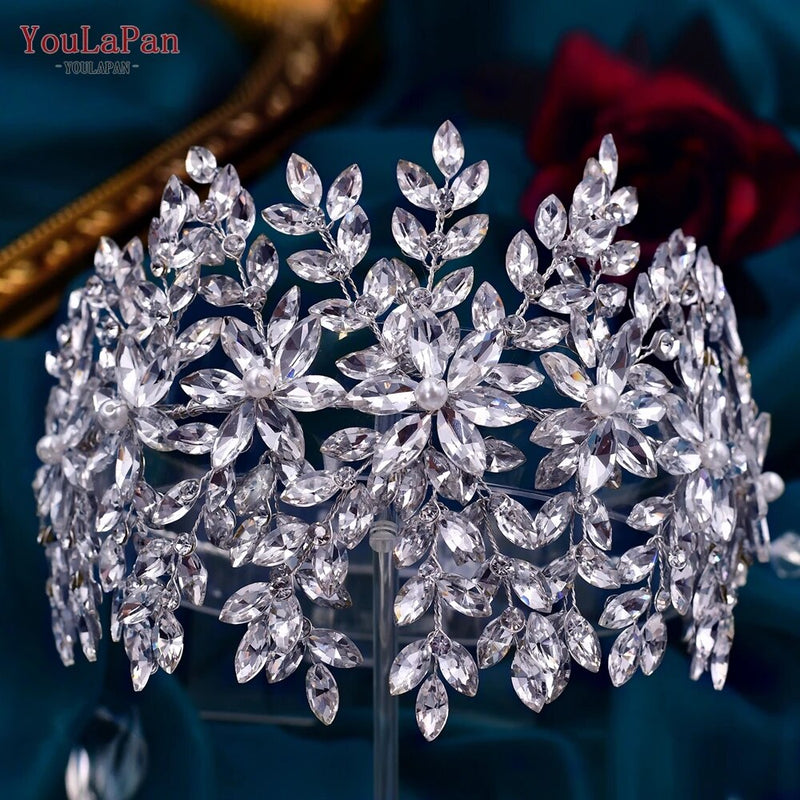 YouLaPan HP375 Wedding Crown Pearls Bridal Tiara Women Headband for Brides Hair Accessories Princess Hair Ornaments Headdress