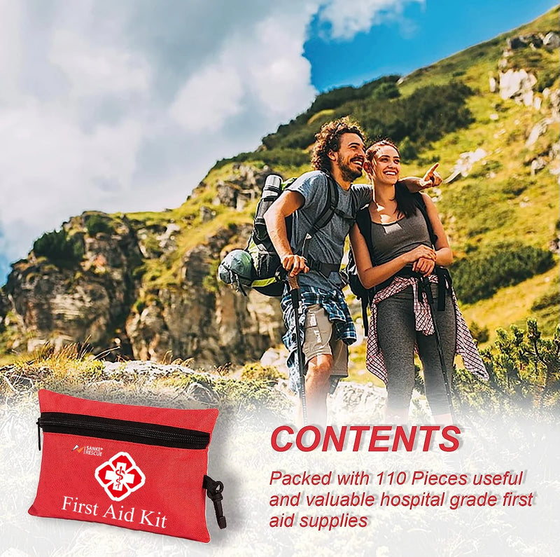 110 Piece First Aid Kit Home Care Waterproof Compact Trauma Medical Kits for Emergencies Home Car Travel Outdoor Camping Hiking