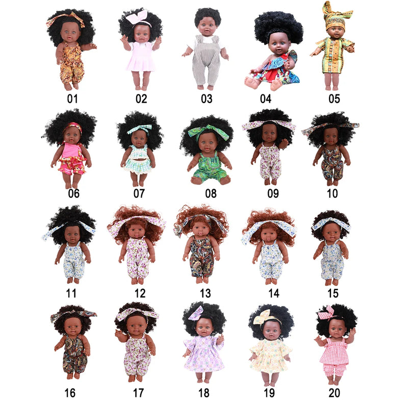 African American Reborn Doll Simulation Black Full Enamel Baby Doll Girl Toys Lifelike Play Dolls Fun Kids Toy Children Gifts