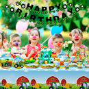 Tractor Birthday Party Supplies,66 pcs Decorations Tableware Pack-Tractor Plates and Napkins Cups Tablecloth&Banner etc
