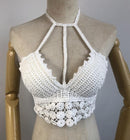 Sommerurlaub Strand Camis Lady Sexy Quasten Häkel-Camisole Frauen Sexy Quasten Bikini Camis weibliche Häkel-Neckholder Bikini-Tops