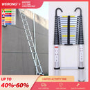 DayPlus Telescopic Ladder 6.2M/20.3FT W/Detachable Hooks&Extendable Steps,Folding Tall Loft CollapsibleLadder with Non-Slip Feet