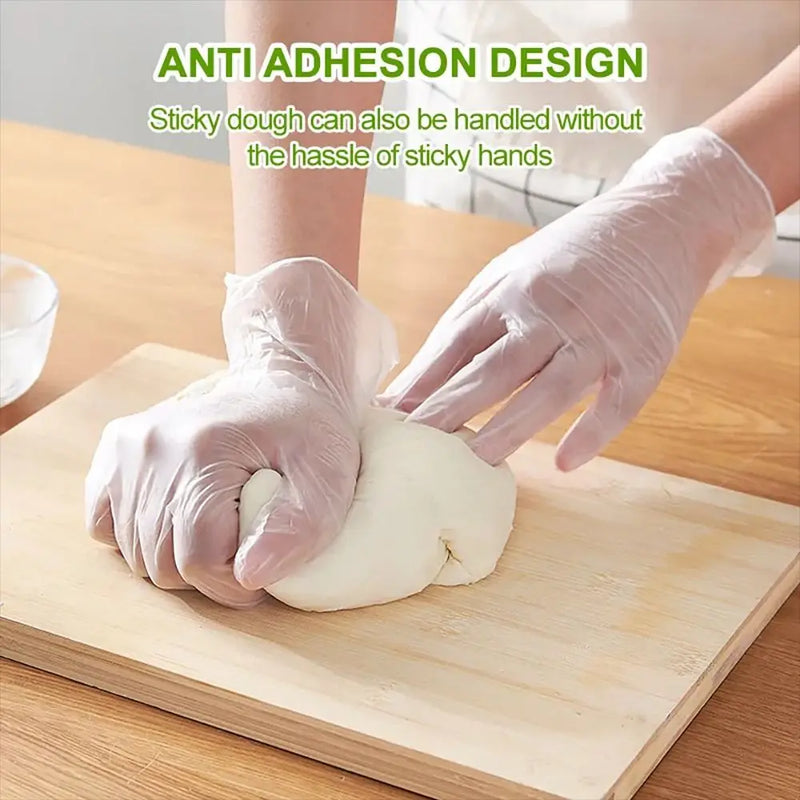 100Pcs Latex Free Gloves TPE Disposable Gloves Transparent Non-Slip Acid Work Safety Food Grade Household Cleaning Gloves