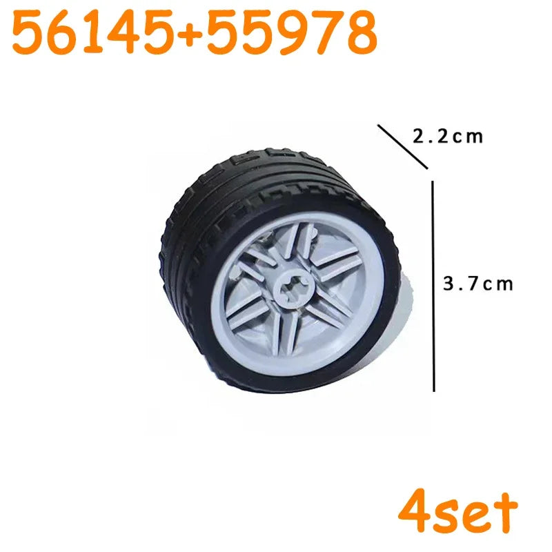 MOC Technical Tire Wheel Cross Hole Set Motorcycle Tyre & Rim Car Truck Wheels Hub Bricks Construction Building Blocks