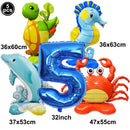 5pcs Cute Sea Animal Balloons Include Crab Seahorse Dolphin Turtle Shape Balloon Under The Sea Party Decors for 1st Birthday