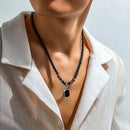 Trendy Small Wood Beads Necklace Men Vintage Short Beaded Chain Choker Necklaces 2023 Fashion Jewelry Collar on Neck Accessories