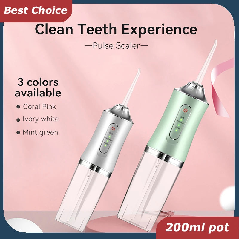 Oral Irrigator Portable Dental Water Flosser USB Rechargeable Water Jet Floss Tooth Pick 4 Jet Tip 220ml 3 Modes Teeth Cleaner