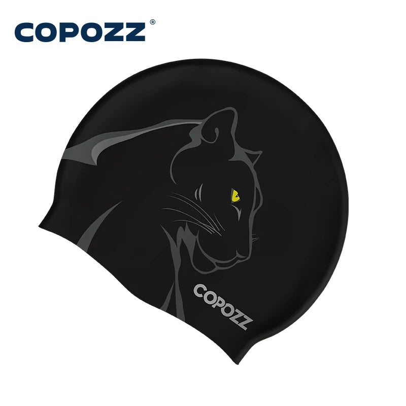 COPOZZ Unisex Printed Swim Cap Waterproof Silicone Swimming Hat for Men Women Ear Protection Pool Accessories Adult Youth Sports