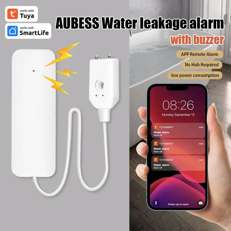 Tuya WiFi / Water Leakage Alarms Sensor Smart Home Security Protection Water Leak Detector Flood Overflow Alarm System