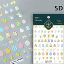 Rabbit Pearl Butterfly 5D Easter Egg Nobility Cute Bunny Soft Relief Self Adhesive Nail Art Decoration Sticker Hot 3D Nail Decal