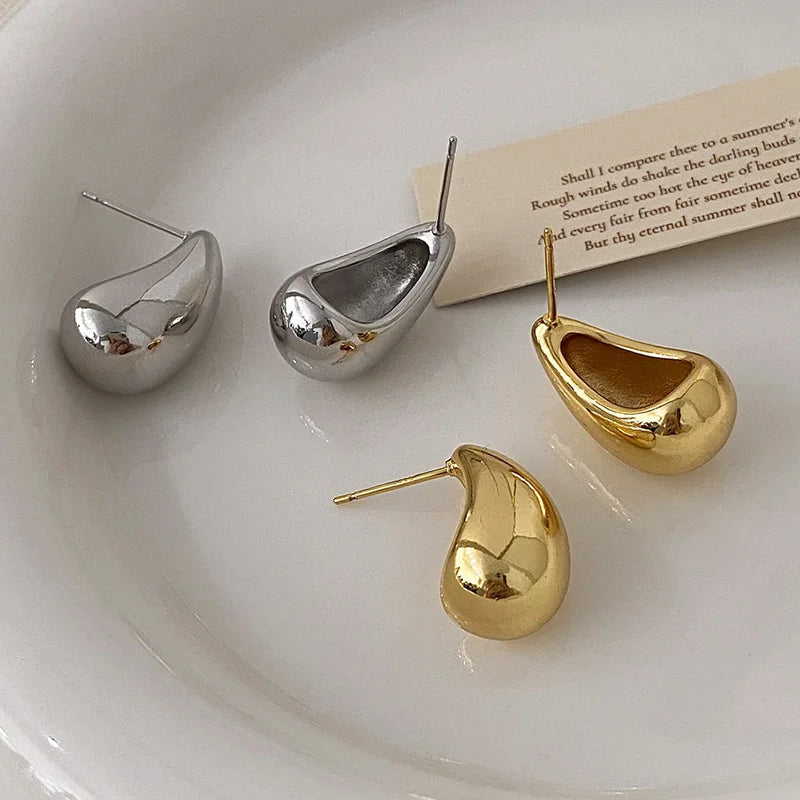 PONYKISS 925 Silver Needle Minimalist Water Drop Stud Earrings for Women Trendy Fashion Jewelry Light Luxury Accessories