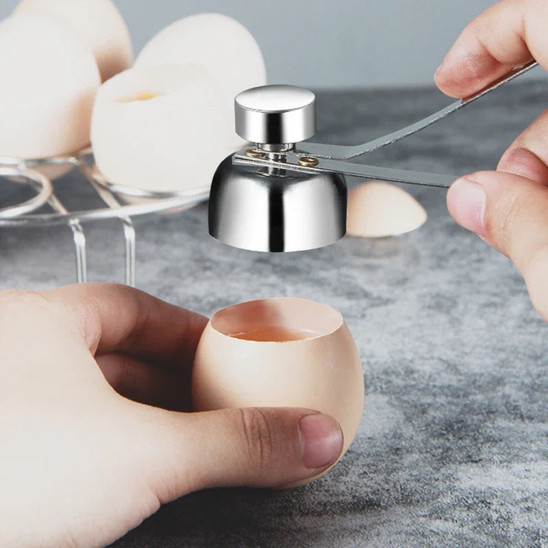 304 Metal Egg shell Opener Eggshell Cutter Double Head Egg Topper Shell Opener Boiled Raw Egg Creative Kitchen Tools Accessories