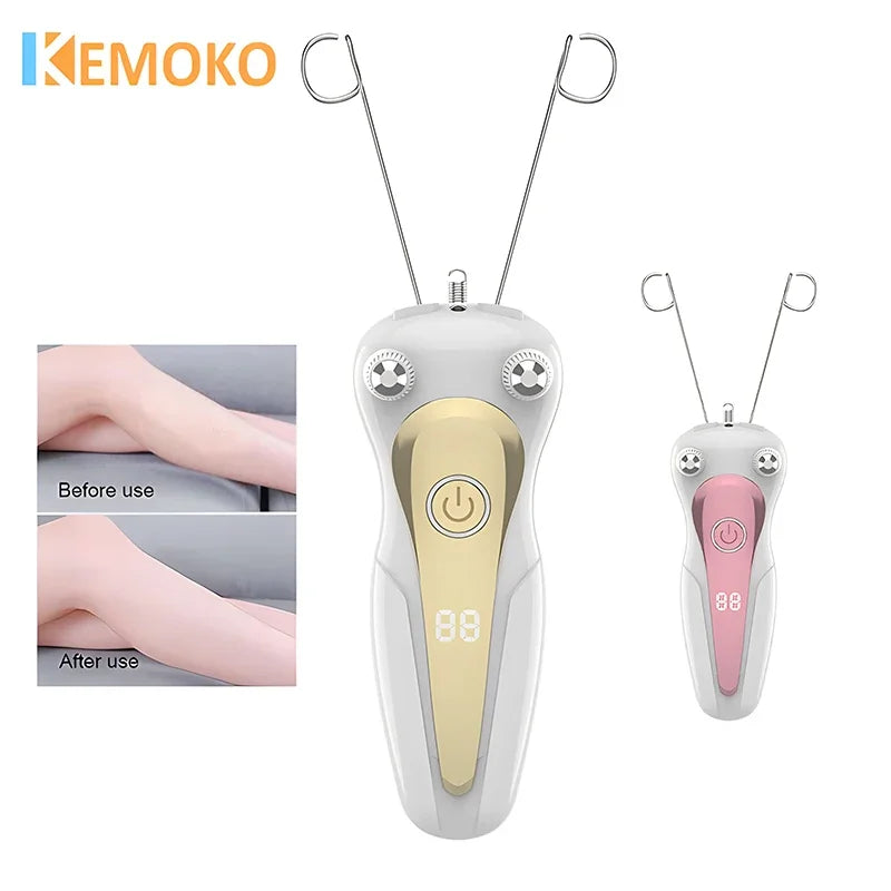 LCD Display Cotton Thread Epilator Electric Women Facial Hair Remover Defeather Instant Hair Removal Threading Depilation