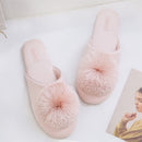 House Elegant Tassel Hairball Women Slippers Comfortable Cloth Chic Ladies Flat Shoes Spring Luxury Champagne Women Slides