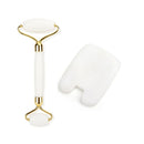 Gesichtsroller-Set aus weißem Kristall-Jadestein, gegen Falten, Facelifting, Gua Sha Massagegerät, Gesichts-Massagetool, Naturstein-Roller-Set, Schönheitspflege