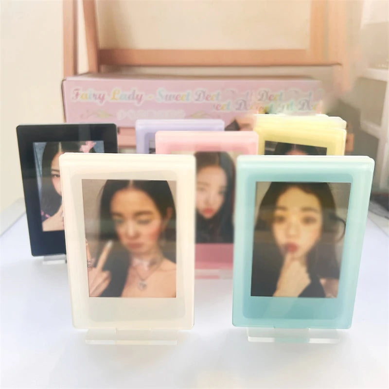 3inch Acrylic Double Side Photocard Frame Sweet Card Sleeve Photo Holder Desktop Decor Card Display Stand Photo Protection Case