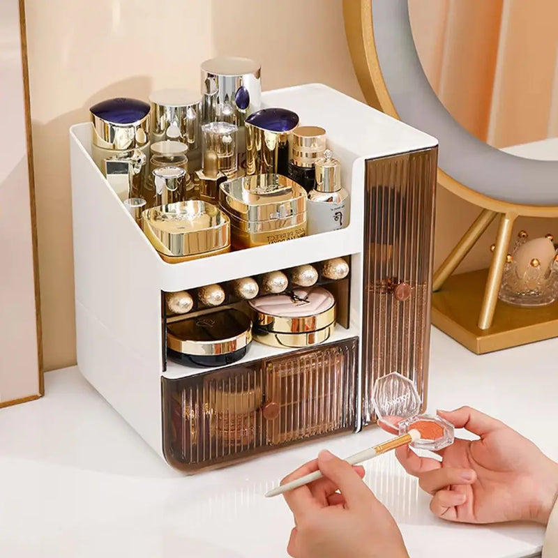 White Makeup Organizer with Semi Transparent Drawers