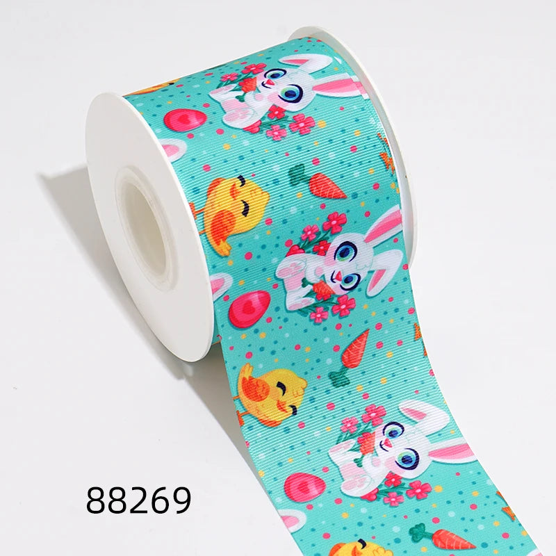 DIY Cartoon Easter Egg Bunny Printed Grosgrain Ribbon For Craft Supplies Sewing Accessories 5 Yards. 88266