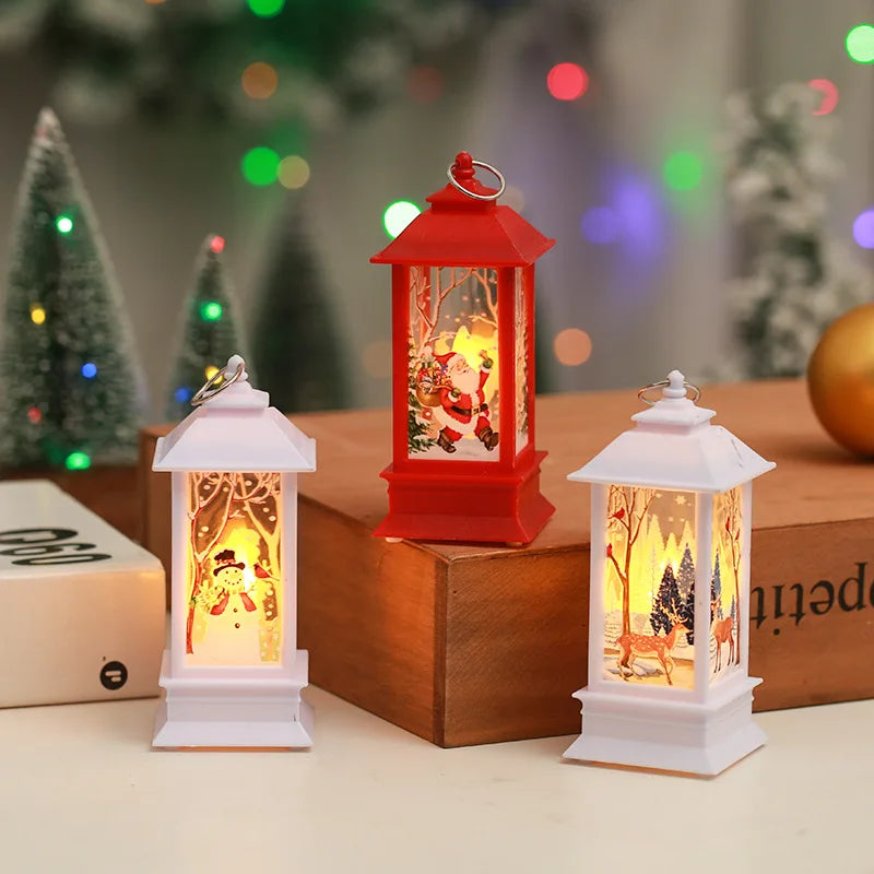 9PCS Christmas Candlestick Lamps Christmas Desktop Decorations Table Lamps Night Lights  Santa Claus Decoration