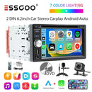 ESSGOO 2 DIN 6.2inch Car Stereo CD DVD AM FM RDS USB Bluetooth TF AUX Carplay Android Auto Head Unit Touch Screen Radio Camera