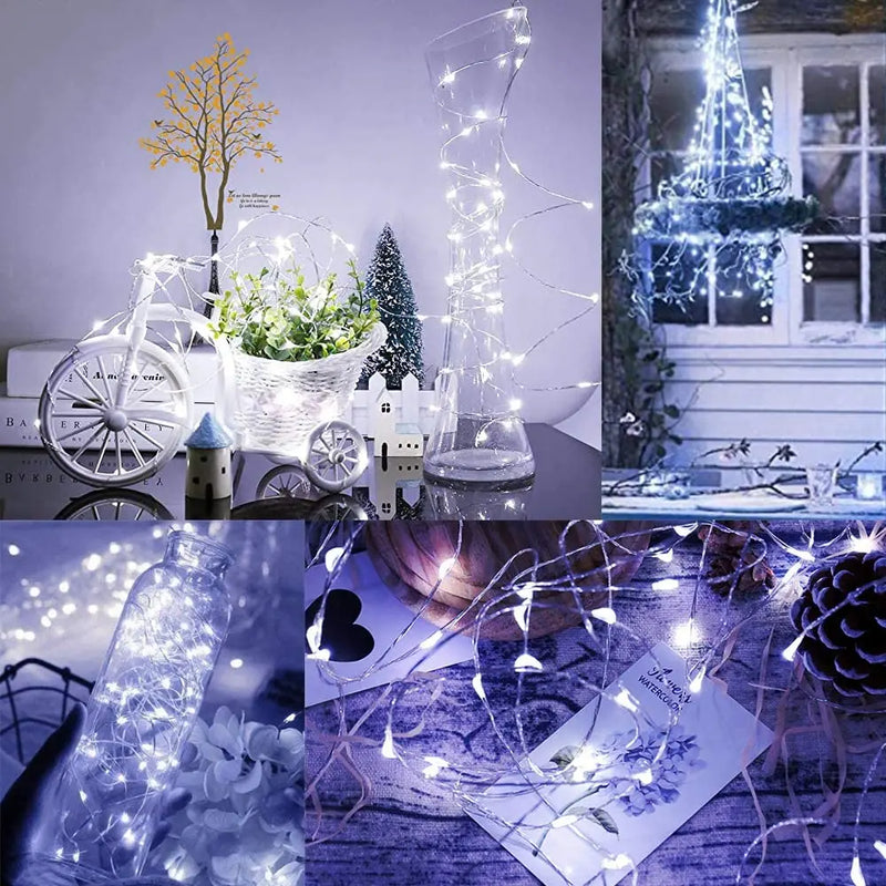 10M/20M LED USB/Battery Copper Fairy Lights Christmas Garland Remote Control String Lamp For Wedding Party Camping Home Dec