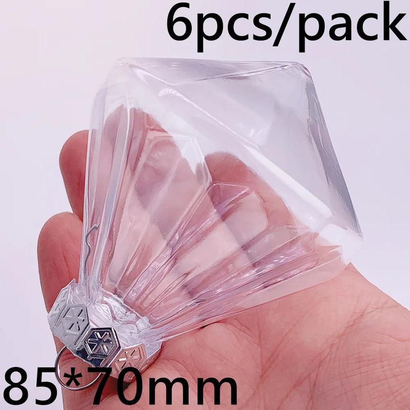 6 Pieces x DIY Shatterproof Transparent Home Christmas Decoration Bauble Ornament 80mm Plastic Window Opening Ball