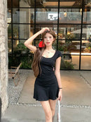 New Women Slim Temperament Purple Black Mini Dress Sexy Summer Knit Waist Skirt Spice Girls Dresses Bodycon Dress High Quality