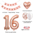 Rose Gold Number 16 Foil Balloon 16th Happy Birthday Party Decorations Kids Boy Girl Sweet Sixteen Year Old Anniversary Supplies