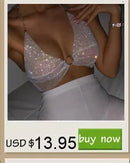 Sexy y2k clothes metal rhinestone corset crop top women summer nightclub party tops for woman see through beach halter tank top