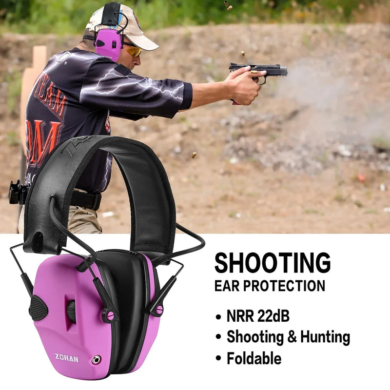 ZOHAN Electronic Safety Ear Muffs Shooting Hearing Protection Automatic Noise Reduction earmuff Anti-noise headphone for Hunting