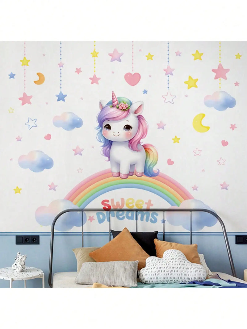 Children's room colourful pony stickers layout decoration princess room bedroom wall stickers warm girls cute cartoon stickers