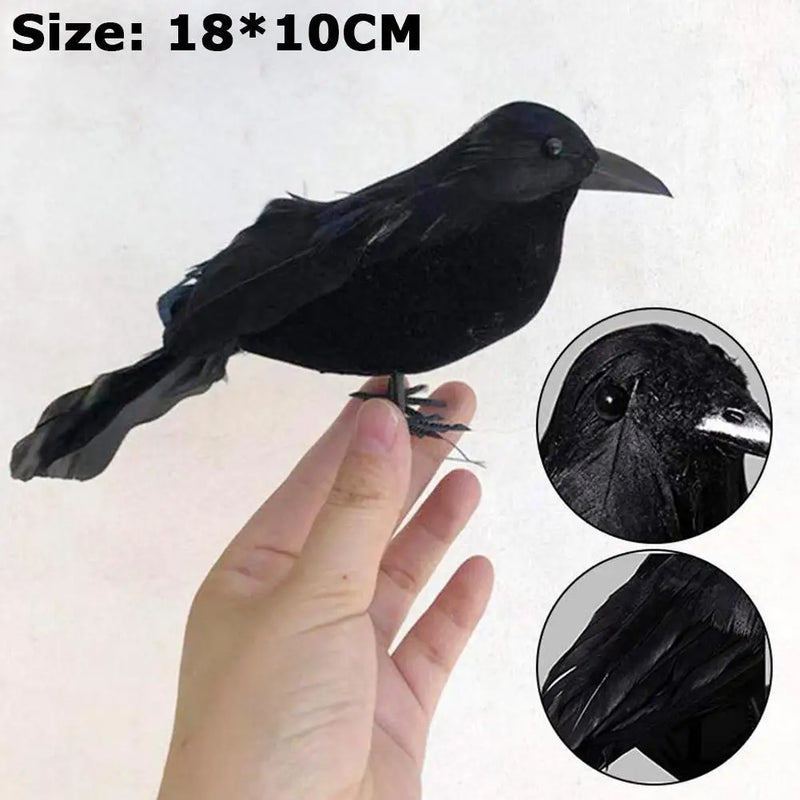 Simulation Black Crow Raven Bird Repellent Pest Control Halloween Artificial Crow Raven Prop Horror Scary Garden Decorations