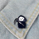 Cartoon Sickle Death Skeleton Pin Brooch Black Cloak Death Skull  Button Enamel for Women Men Hat Bag Clothes Lapel Pin Brosche