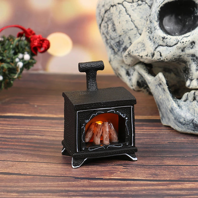 1Pcs 1:12 Dollhouse Miniature Simulation Mini Illuminated Fireplace Model DIY Accessories