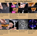 10Pcs LED Light Up Balloons Glow In The Dark Helium Clear Bubble Balloons with String Lights Valentines Birthday Party Decor