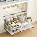 Expandable Pull-Out Cabinet Organizer for Kitchen – Silent Sliding Storage Drawer, No Drilling, Adjustable Shelf, Easy Install