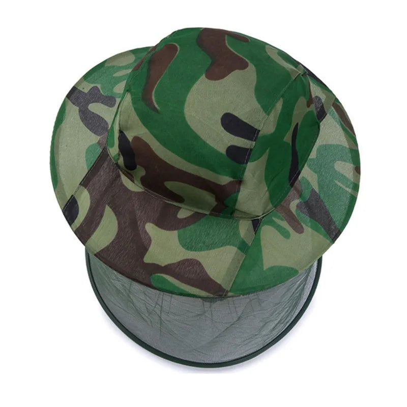 Camouflage Beekeeping Protective Bee Hat Insect Mesh Face Hat Anti-Mosquito Shawl Hat Outdoor Fishing  Face Mask Hat