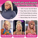 Blonde Bob Wig Human Hair 613 Lace Front Wigs Human Hair 200% Density 13x4 HD Lace Frontal Wig PrePlucked Short Straight Bob Wig
