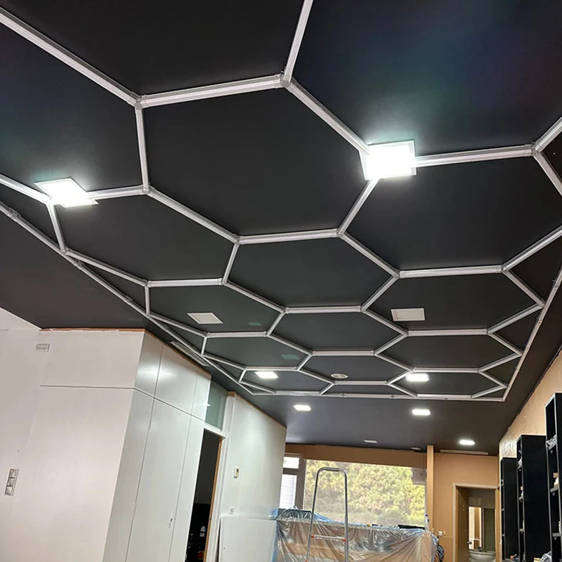 LED Hexagon Honeycomb Car Garage Lights DIY Shape Customizable  Honeycomb Ceiling Lighting AC85-265V Lighting Repair Barbershop