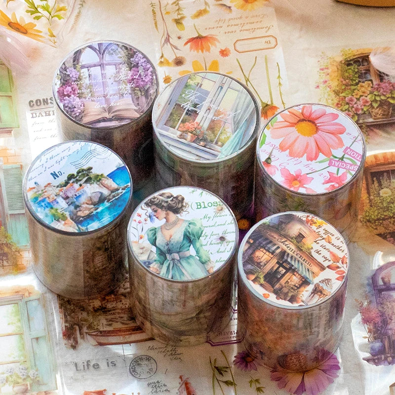 Card Lover 50mm*2m [River of Years Series] Vintage Journal Masking Tape Waterproof Paper Washi Tape Material Scrapbook Kit