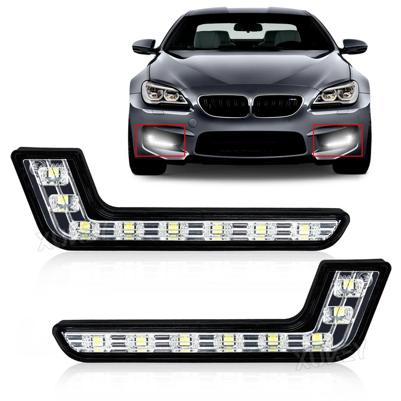 Pair Universal Daytime Running Light 8LED SMD 12V L-Shaped 7-Style DRL White Bright Waterproof Front Bumper Driving Fog Lamp Car