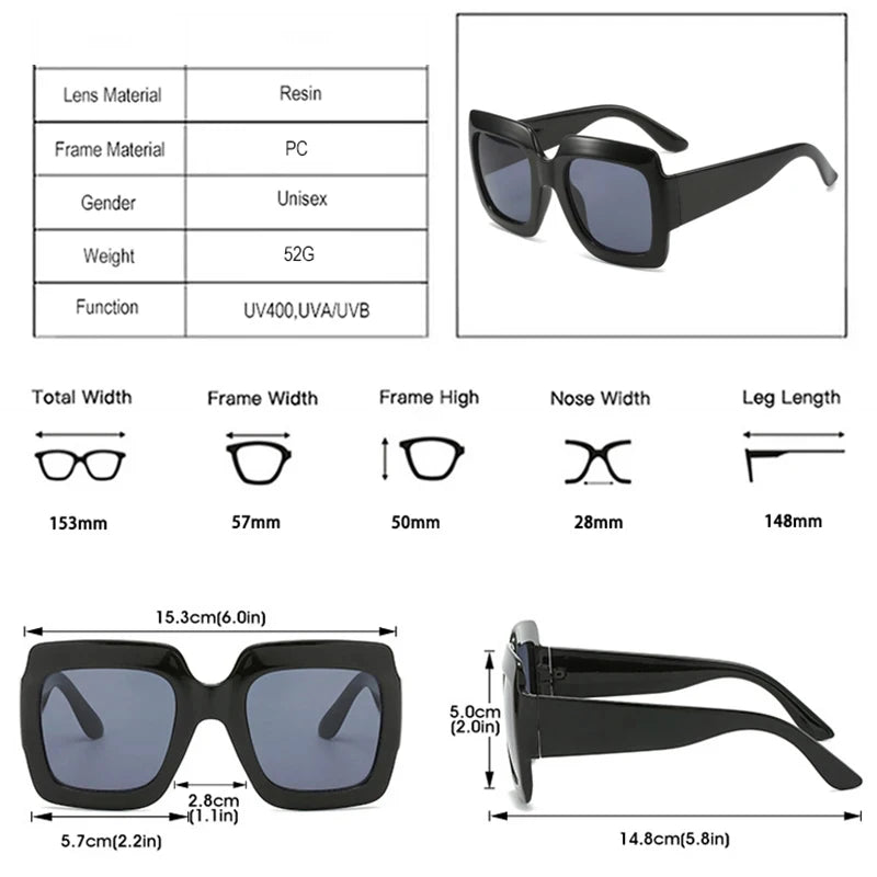 LNFCXI Oversized Square Sunglasses Women Fashion Shades UV400 Men Luxury Brand Designer Male Female Sun Glasses