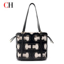 CH Bucket Bag Hollow Out Monogram Print Shoulder Bag Drawstring Crossbody Handbag For Women Office Work Daily Travel Shopping