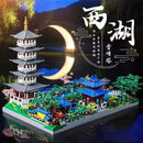 5186PCS Chinese Architecture Micro Building "Hangzhou West Lake "DIY Diamond Bricks with Ligh Toy for Kids Adult Gift