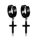1pair Men Cross Stars Punk Dangle Earrings Gothic Woman Stainless Steel Cross Ear Hoop Earrings Different Shape Piercing Jewelry