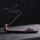 1pc Incense Stick Holder, Zen Meditation Purple Clay Fisherman Fishing Incense Stick Holder Home Decor (Without Incense)
