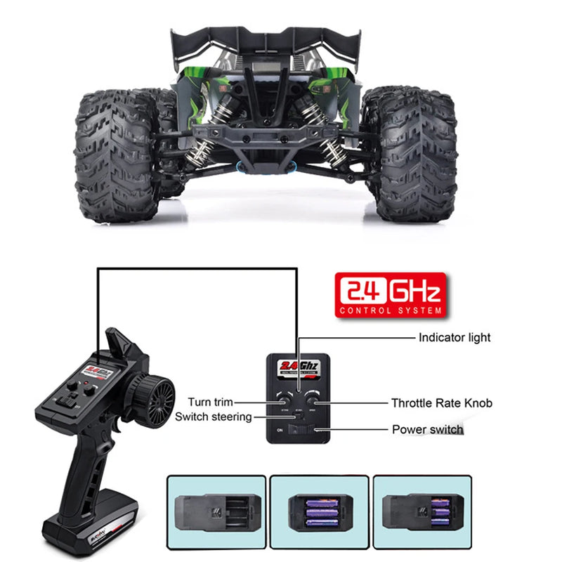 1:16 Scale Large RC Cars 50km/h High Speed RC Cars Toys for Adults and Kids Remote Control Car 2.4G 4WD Off Road Monster Truck