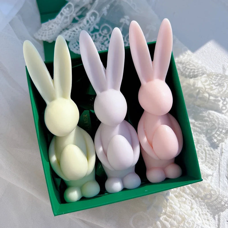 Egg Bunny Silicone Mold Long Eared Rabbit Silicone Candle Molds Heart Animal Wax Mould Easter Home Decor