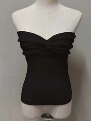 Gestrickte Tube-Tops Damen Weiß Trägerloses Korsett-Top Sommer Basic Rückenfreies Off-Shoulder Crop Top Bustier Lässige Streetwear