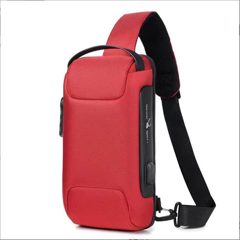 WEIXIER Shoulder Bag for Men Waterproof USB Man Crossbody Bag Anti-Theft Short Travel Messenger Sling Fashion Designer Chest Bag